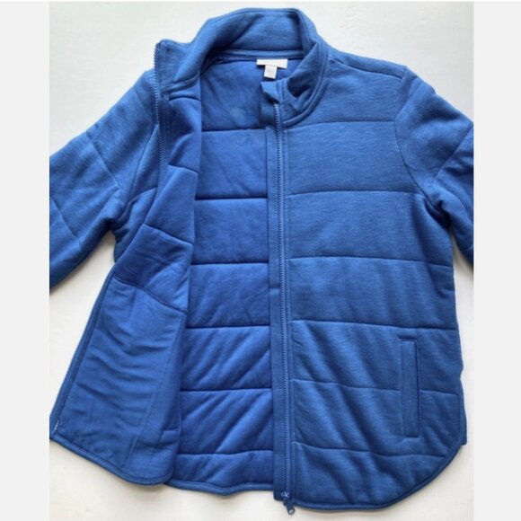 J.Jill Comfy Fit Imperial Blue Quilted Full Zip Jacket Coat - Picture 9 of 10